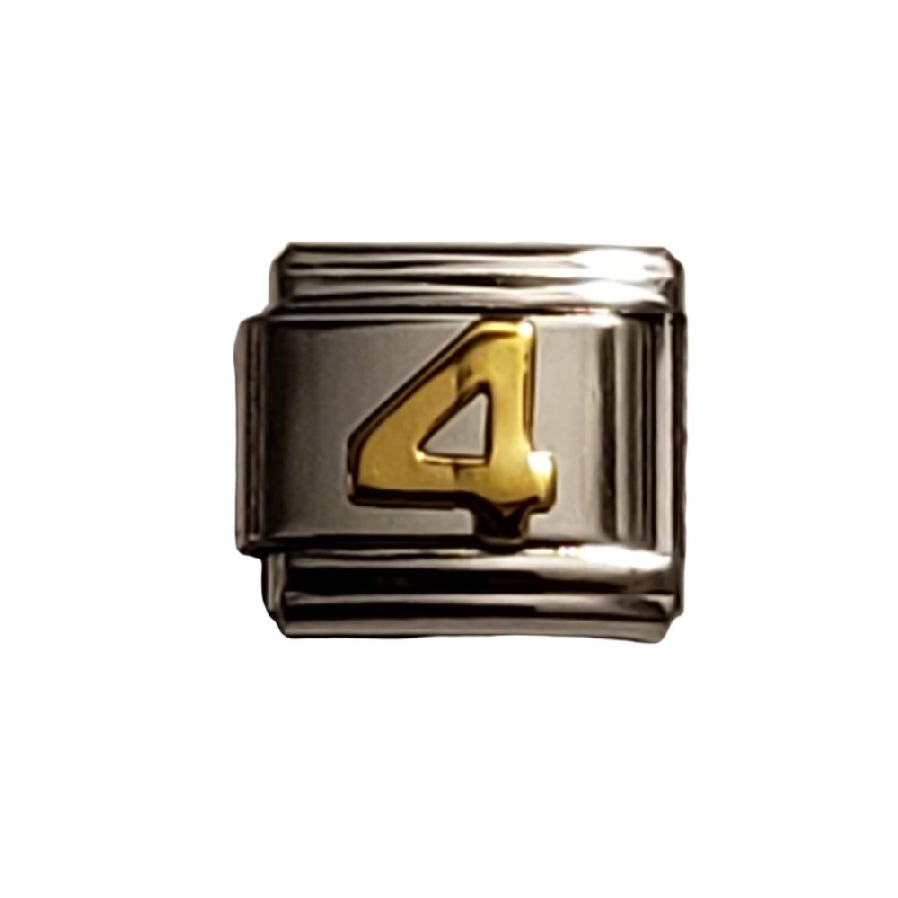 Italian Charm Bracelet Alphabet Letter Link - NUMBER "4"